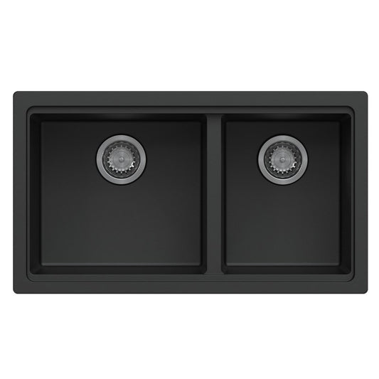 Carysil granite stone double bowl kitchen sink maples 6040u undermount black