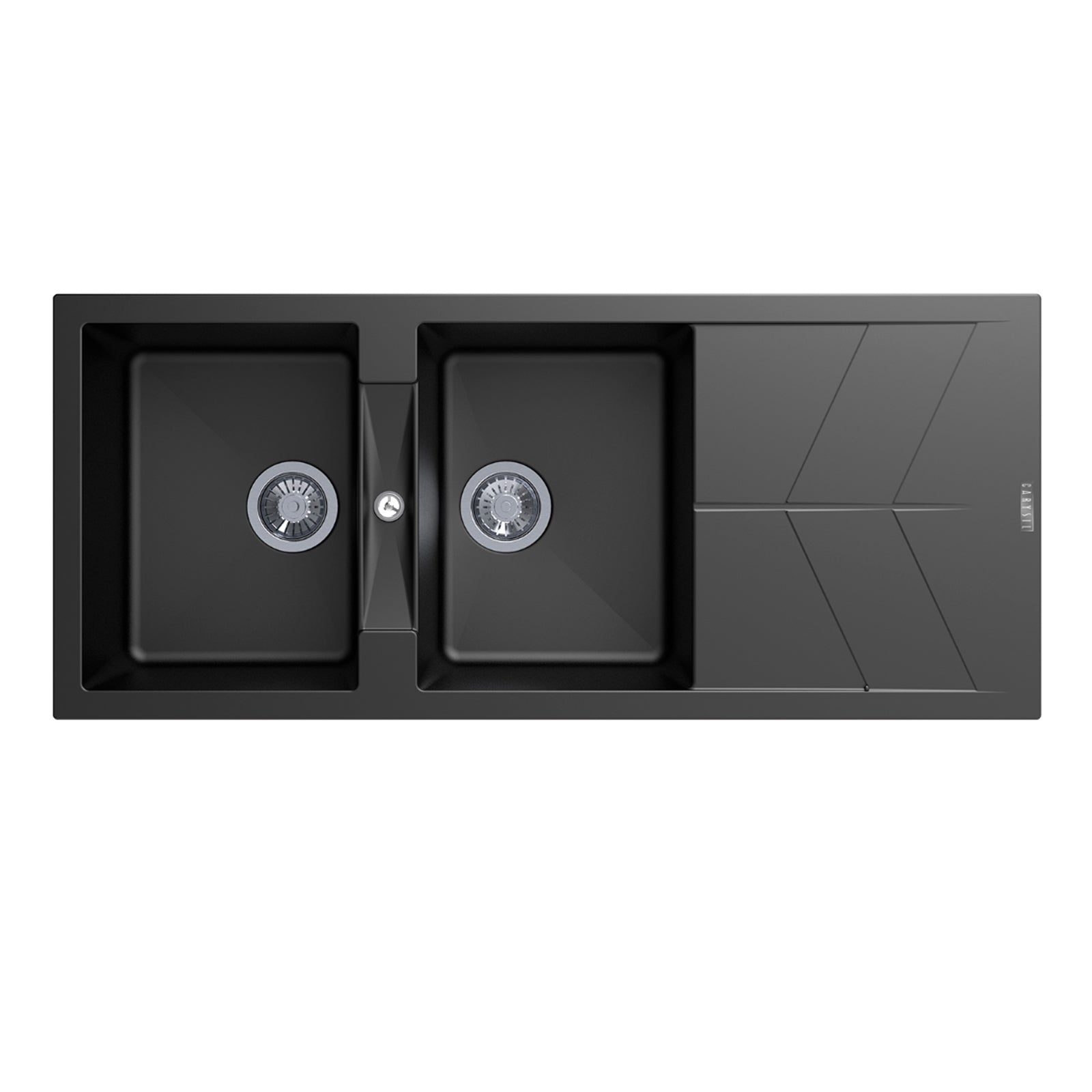 Upgrade your kitchen with the Carysil Granite Stone Double Bowl Kitchen Sink in Black. Features a draining board and measures 1150x500mm. Shop now!-Kitchen Sink-Ezymall AU