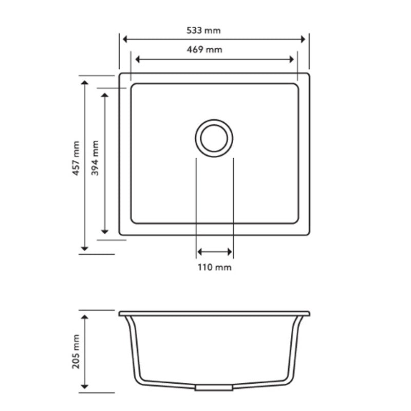 The Carysil Granite Stone Single Bowl Kitchen Sink measures 533*457mm and features a concrete grey finish. Durable and stylish, perfect for modern kitchens. Upgrade your space today!-Kitchen Sink-Ezymall AU
