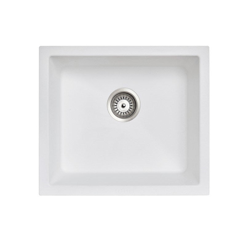 The Carysil granite stone kitchen sink in white offers a clean and modern look. Measuring 533*457mm, this single bowl sink is durable and easy to maintain. Perfect for any kitchen.-Kitchen Sink-Ezymall AU