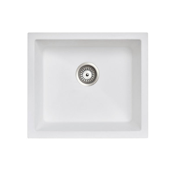 The Carysil granite stone kitchen sink in white offers a clean and modern look. Measuring 533*457mm, this single bowl sink is durable and easy to maintain. Perfect for any kitchen.-Kitchen Sink-Ezymall AU