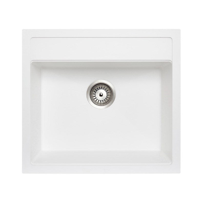 Upgrade your kitchen with the Carysil Granite Stone Single Bowl Kitchen Sink. This white sink (560*510mm) combines durability with a sleek design. Perfect for any modern kitchen, offering both style and functionality. Shop now at Ezymall Australia!-Kitchen Sink-Ezymall AU