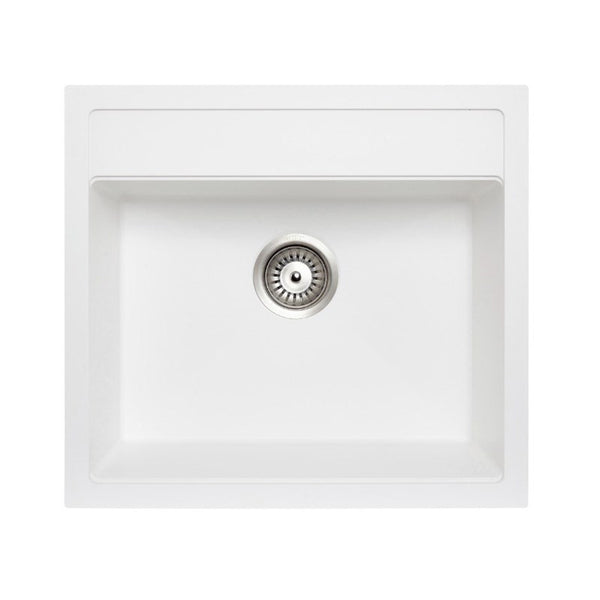 Upgrade your kitchen with the Carysil Granite Stone Single Bowl Kitchen Sink. This white sink (560*510mm) combines durability with a sleek design. Perfect for any modern kitchen, offering both style and functionality. Shop now at Ezymall Australia!-Kitchen Sink-Ezymall AU