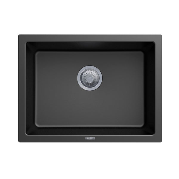The Carysil granite stone single bowl kitchen sink in black, sized 610*457mm, offers a blend of style and resilience. Perfect for any modern kitchen. Available at Ezymall.-Kitchen Sink-Ezymall AU