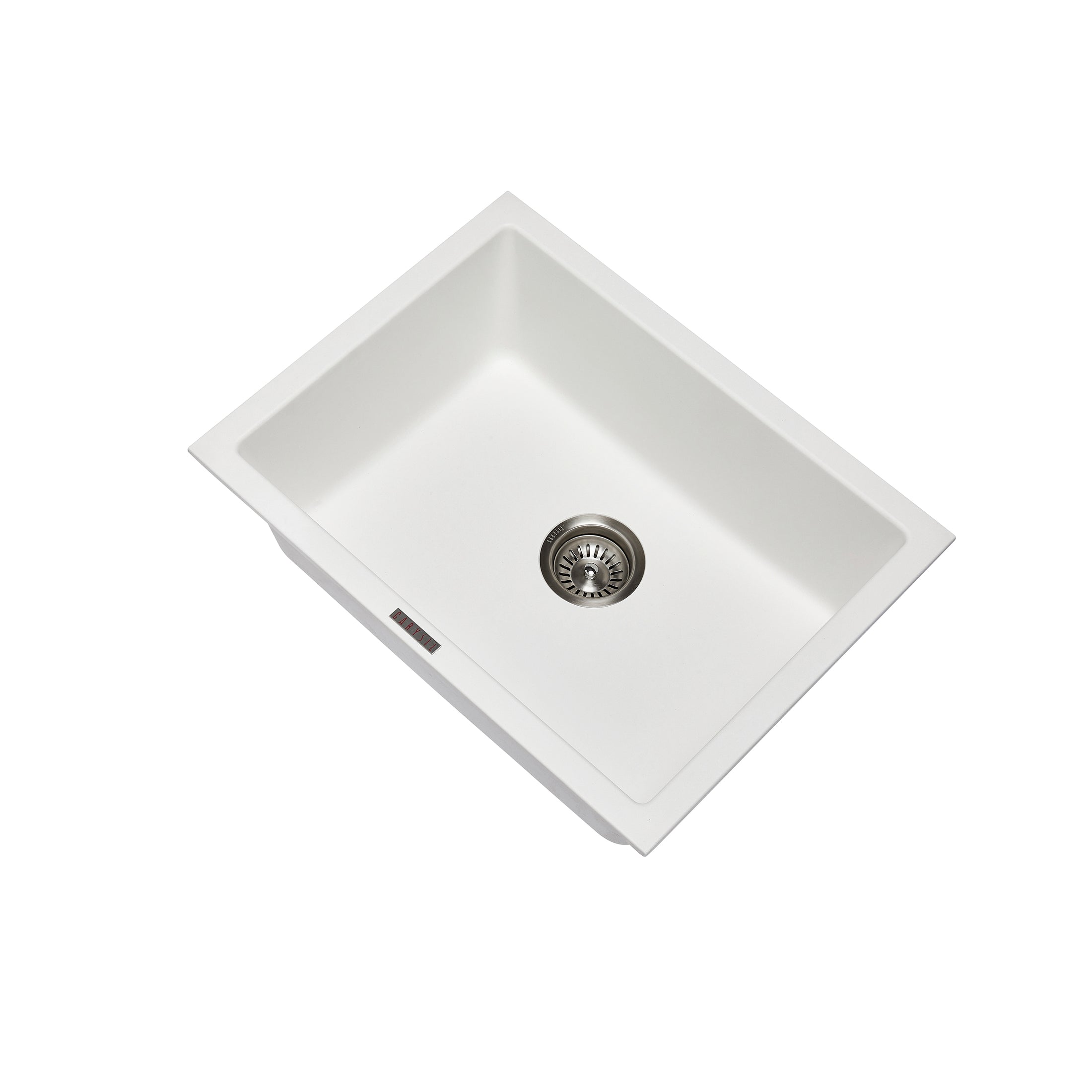 The Carysil granite stone kitchen sink in white offers a sleek and durable option. Measuring 610*457mm, this single bowl sink is easy to clean and maintain. Perfect for any home.-Kitchen Sink-Ezymall AU
