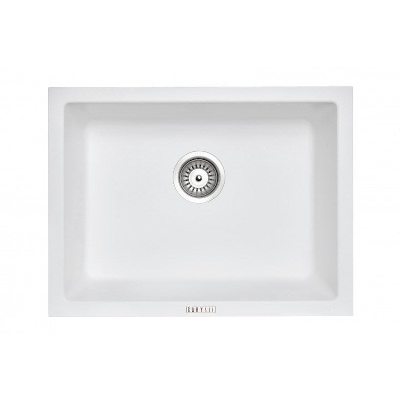 The Carysil granite stone kitchen sink in white offers a sleek and durable option. Measuring 610*457mm, this single bowl sink is easy to clean and maintain. Perfect for any home.-Kitchen Sink-Ezymall AU