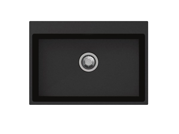 The Carysil granite stone kitchen sink in black offers a stylish and durable solution. Measuring 680x500x220mm, this single bowl sink is perfect for modern kitchens. Easy to clean.-Kitchen Sink-Ezymall AU