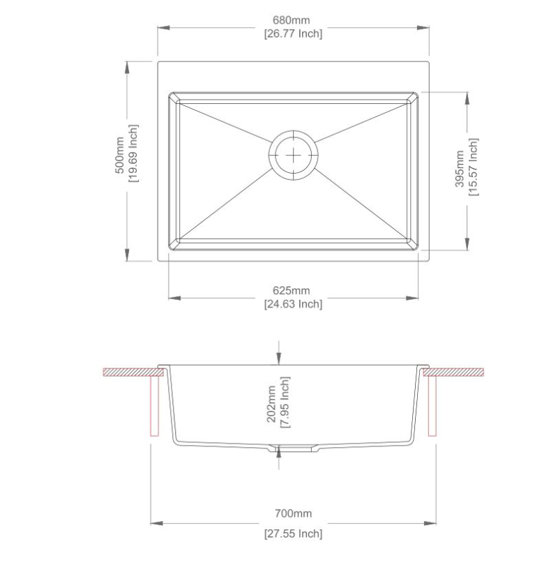 The Carysil granite stone kitchen sink in white combines style and functionality. Measuring 680x500x220mm, this single bowl sink is perfect for modern kitchens. Durable design.-Kitchen Sink-Ezymall AU