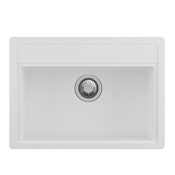 The Carysil granite stone kitchen sink in white combines style and functionality. Measuring 680x500x220mm, this single bowl sink is perfect for modern kitchens. Durable design.-Kitchen Sink-Ezymall AU