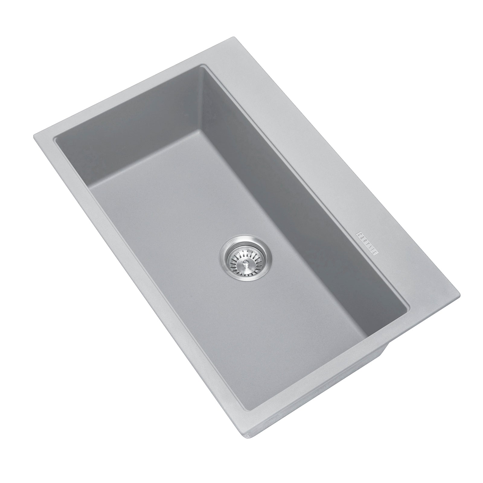 The Carysil granite stone single bowl kitchen sink in concrete grey, sized 780x510x220mm, offers a blend of style and resilience. Perfect for any modern kitchen. Available at Ezymall.-Kitchen Sink-Ezymall AU