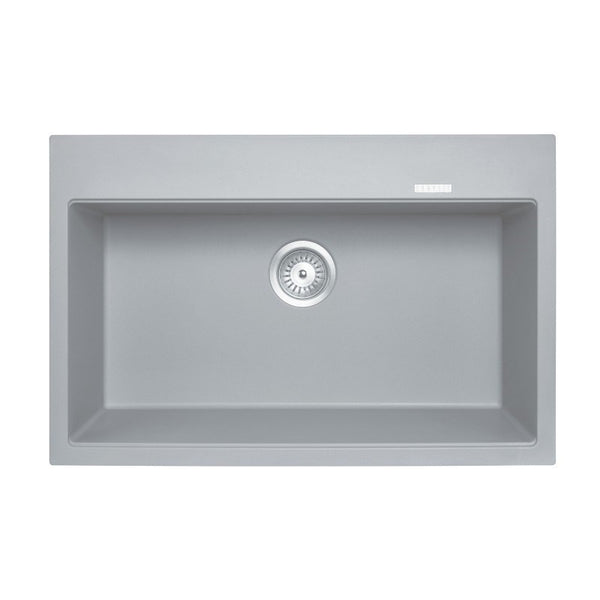 The Carysil granite stone single bowl kitchen sink in concrete grey, sized 780x510x220mm, offers a blend of style and resilience. Perfect for any modern kitchen. Available at Ezymall.-Kitchen Sink-Ezymall AU