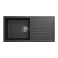 Load image into Gallery viewer, The Carysil granite stone single bowl kitchen sink with draining board in black, sized 1000x500mm, offers a blend of style and resilience. Perfect for any modern kitchen. Available at Ezymall.-Kitchen Sink-Ezymall AU
