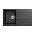 Load image into Gallery viewer, The Carysil Black Granite Stone Sink combines style and functionality. This single bowl sink with draining board (860x500mm) is a durable addition to your kitchen. Order online today!-Kitchen Sink-Ezymall AU
