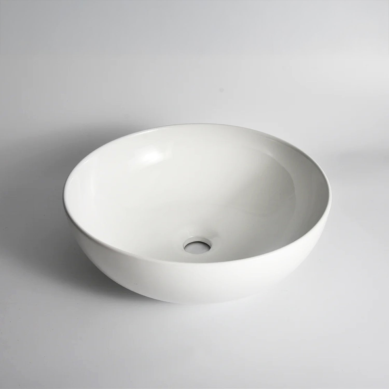 CLAYA Bowl-40 round vessel basin made from durable gloss white ceramic. Modern 400mm above counter basin ideal for contemporary bathroom vanities.-Basin Sink-Ezymall AU