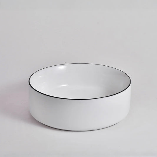 CLAYA brighton 36 360mm ceramic round basin gloss white with black rim