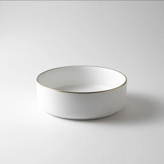CLAYA brighton 36 360mm ceramic round basin matte white with gold rim – view 2