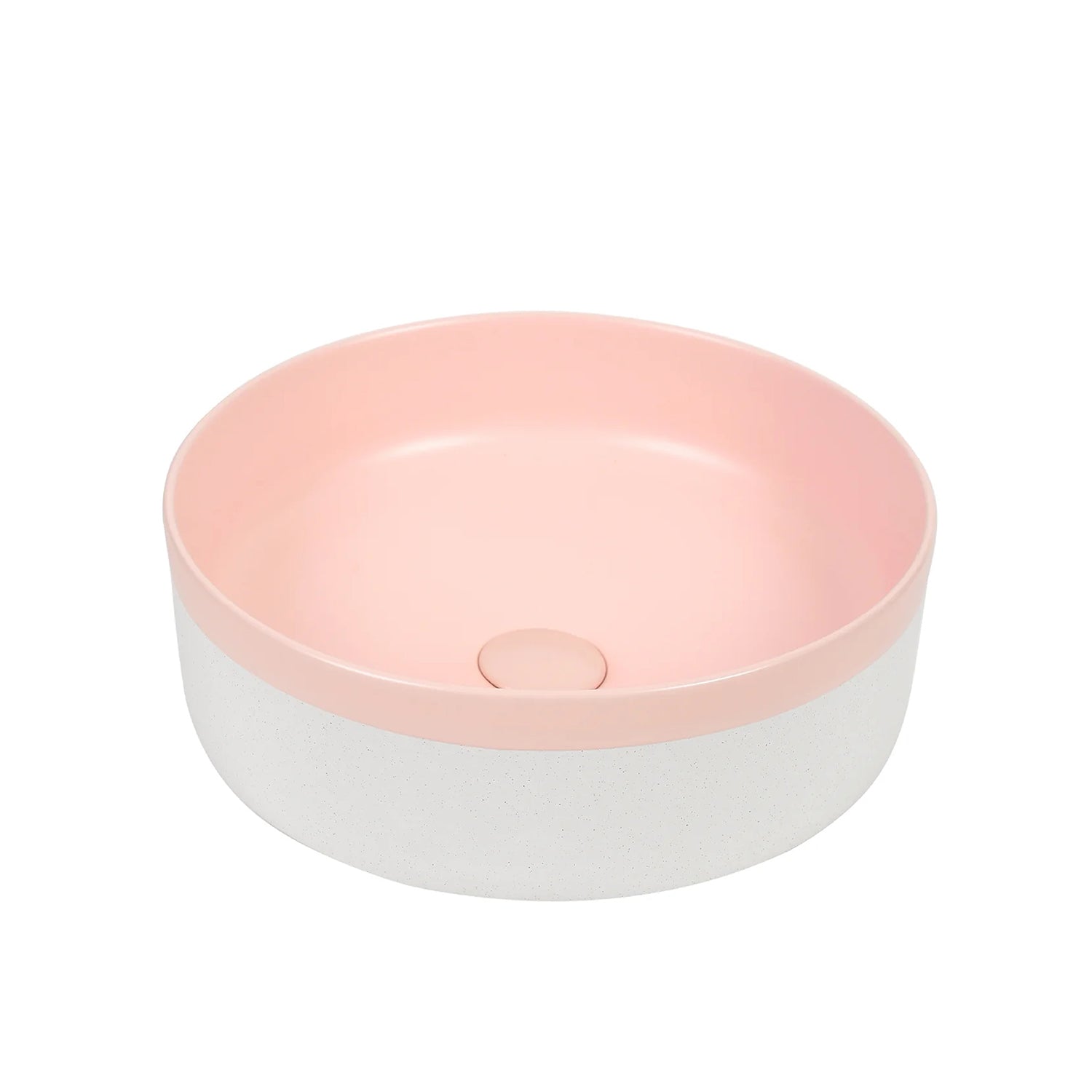 CLAYA Colour Plus-37 above counter basin with matte pink interior and natural white exterior. Premium ceramic 370mm basin for modern bathroom vanities.-Basin Sink-Ezymall AU