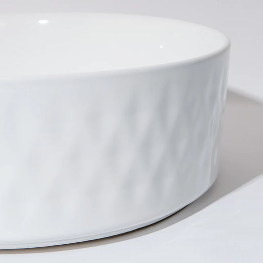 CLAYA diamond 36 round ceramic above counter basin gloss white – view 2
