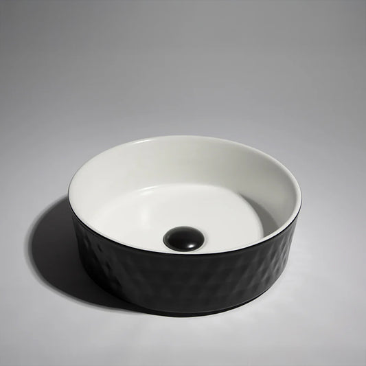 CLAYA diamond 36 round ceramic above counter basin matte black