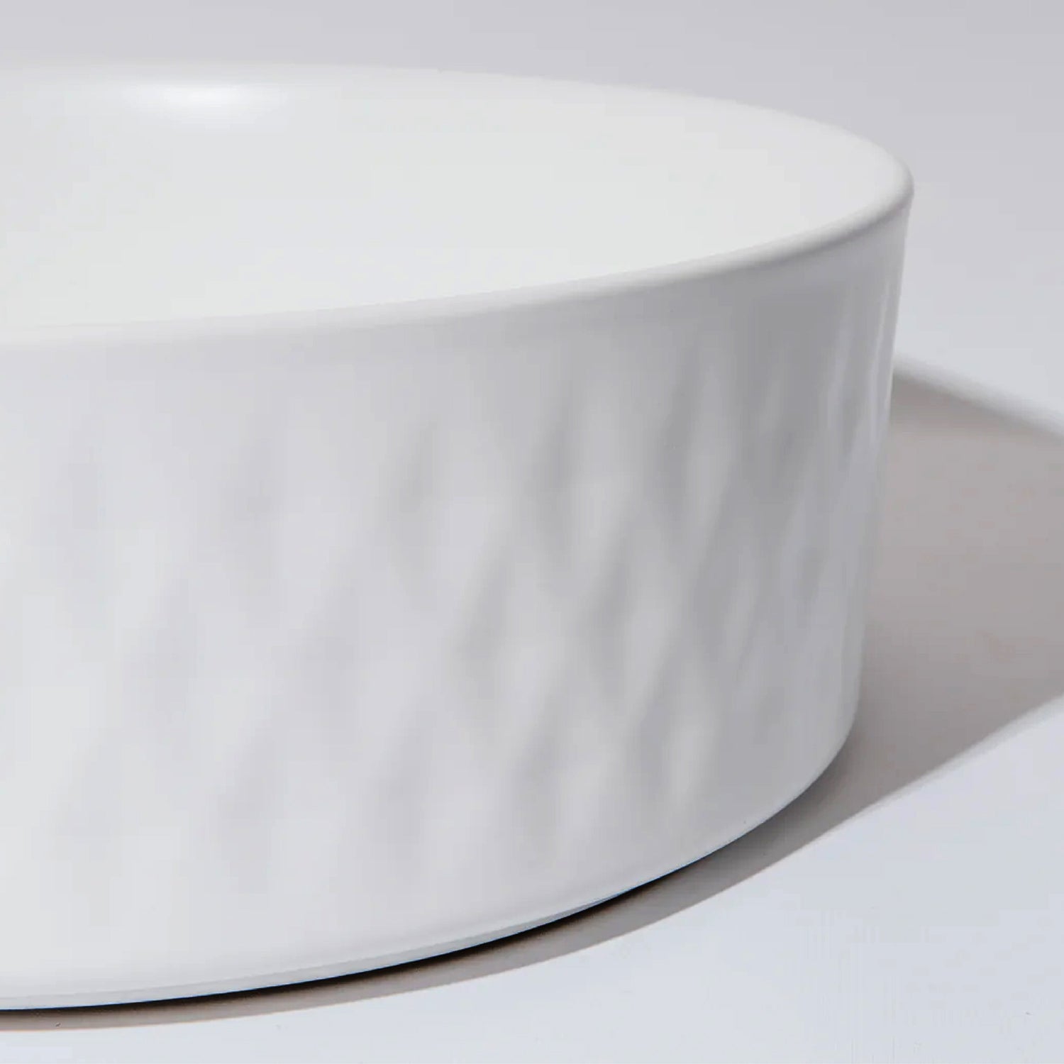 CLAYA Diamond-36 above counter basin with diamond textured exterior in matte white ceramic. 360mm round basin for modern bathrooms.-Basin Sink-Ezymall AU