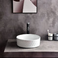Load image into Gallery viewer, CLAYA Diamond-36 above counter basin with diamond textured exterior in matte white ceramic. 360mm round basin for modern bathrooms.-Basin Sink-Ezymall AU
