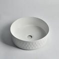 Load image into Gallery viewer, CLAYA Diamond-36 above counter basin with diamond textured exterior in matte white ceramic. 360mm round basin for modern bathrooms.-Basin Sink-Ezymall AU
