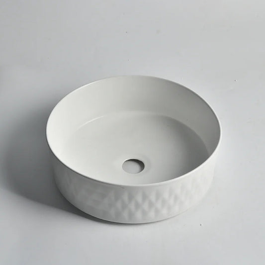 CLAYA diamond 36 round ceramic above counter basin matte white