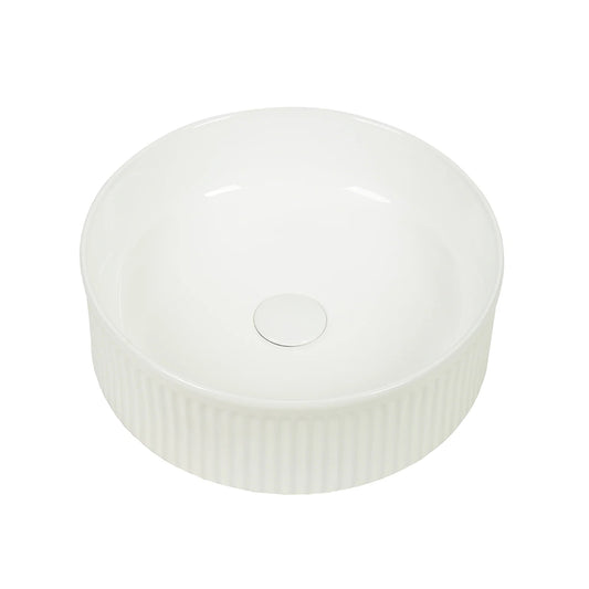 CLAYA lucid 37 fluted ceramic above counter basin gloss white – view 2