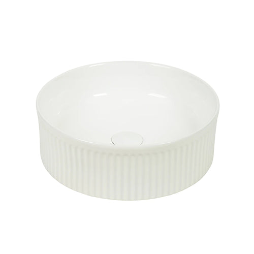 CLAYA lucid 37 fluted ceramic above counter basin gloss white – view 3