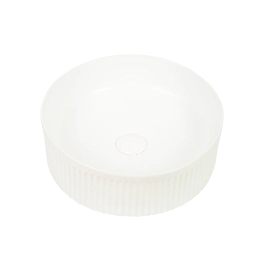 CLAYA lucid 37 fluted ceramic above counter basin matte white – view 2