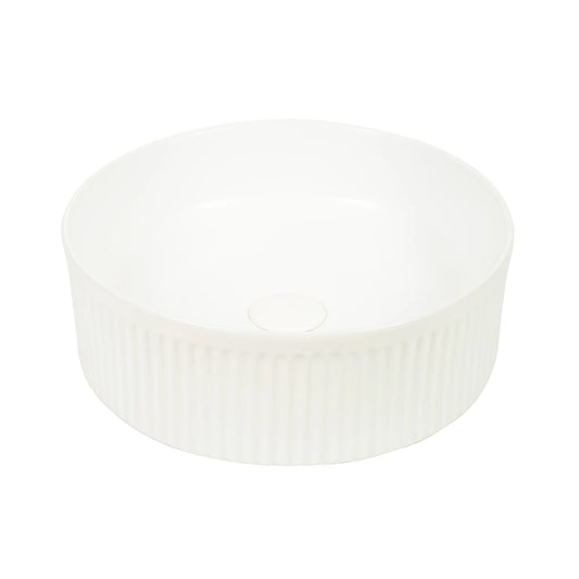 CLAYA lucid 37 fluted ceramic above counter basin matte white
