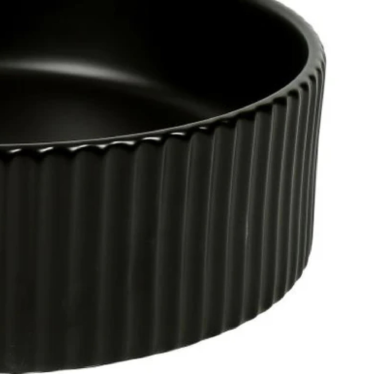 CLAYA Lucid-40 above counter basin in matte black ceramic. 400mm round basin for modern bathrooms.-Basin Sink-Ezymall AU