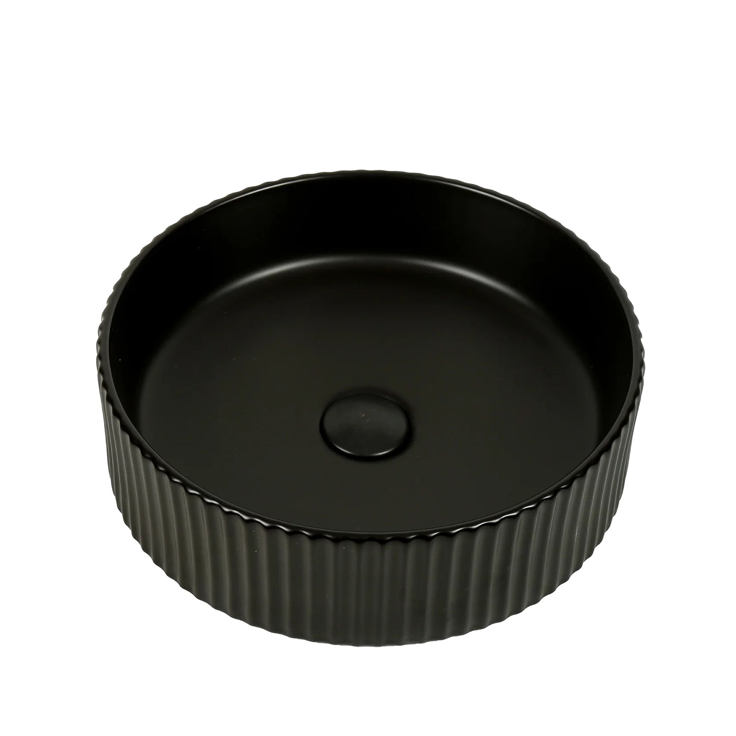 CLAYA Lucid-40 above counter basin in matte black ceramic. 400mm round basin for modern bathrooms.-Basin Sink-Ezymall AU
