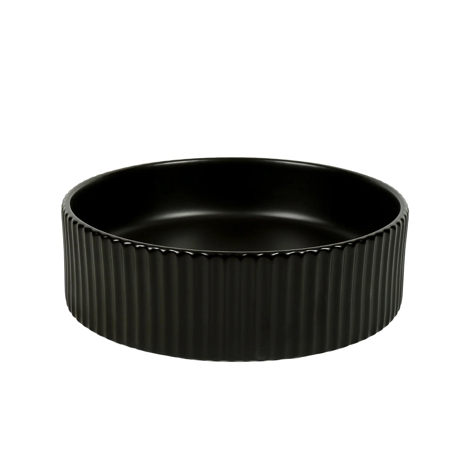 CLAYA Lucid-40 above counter basin in matte black ceramic. 400mm round basin for modern bathrooms.-Basin Sink-Ezymall AU