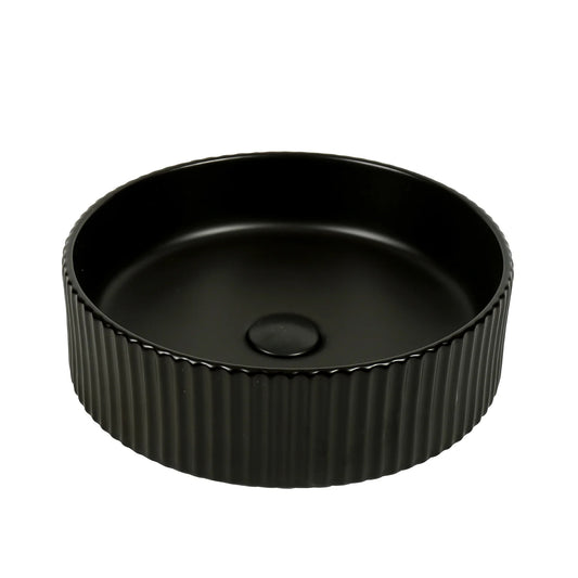 CLAYA lucid 40 fluted ceramic above counter basin matte black