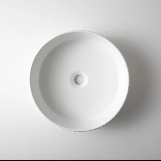 CLAYA lucid 40 fluted ceramic above counter basin matte white – view 2