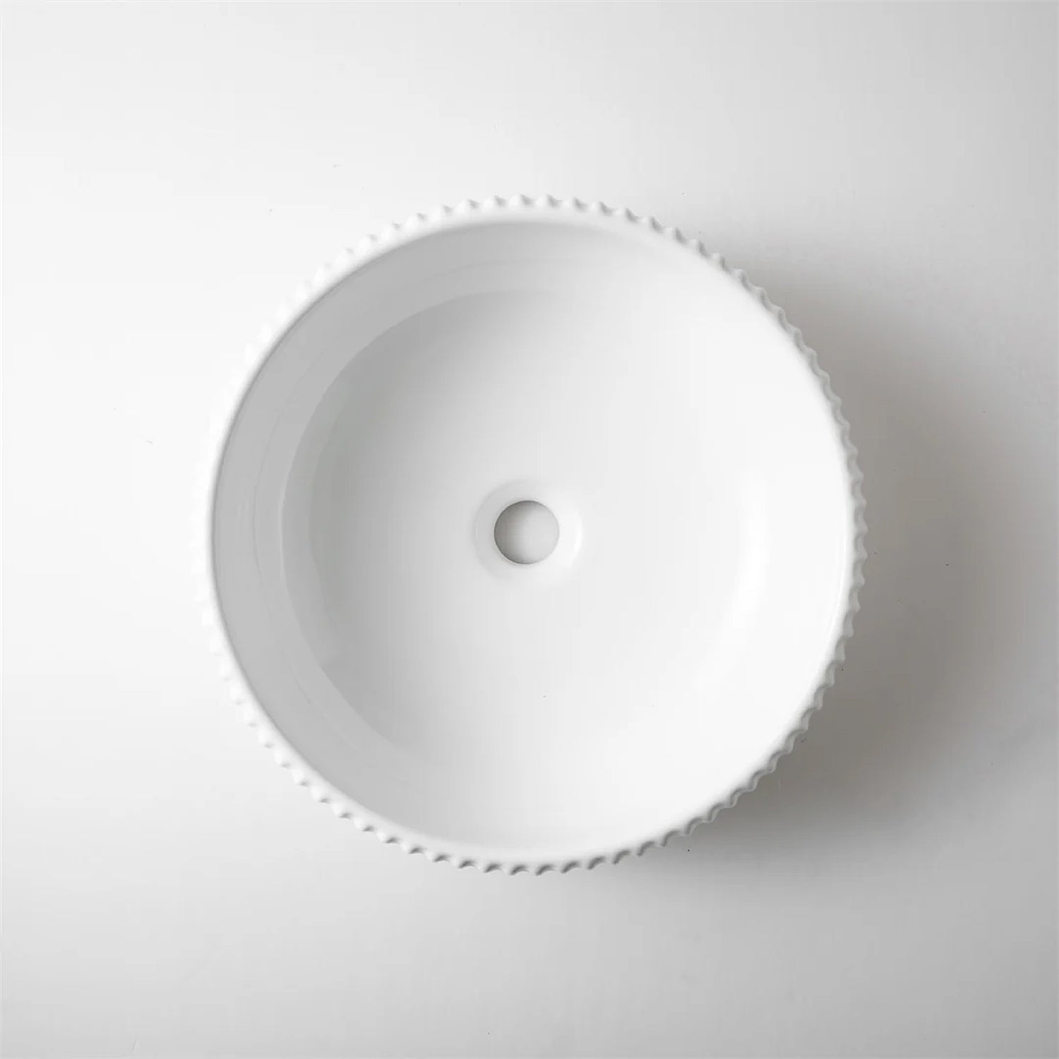 CLAYA Lucid-42 above counter basin in gloss white ceramic. 420mm round bowl basin for modern bathroom vanities.-Basin Sink-Ezymall AU