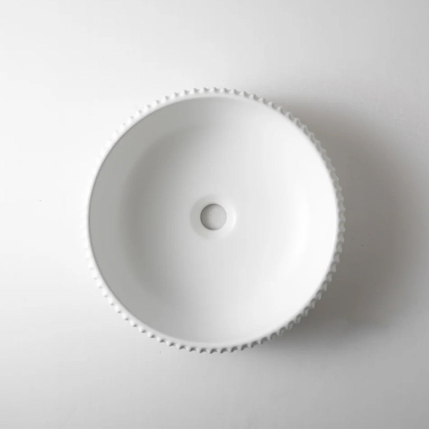 CLAYA Lucid-42 above counter basin in matte white ceramic. 420mm round bowl basin for modern bathroom vanities.-Basin Sink-Ezymall AU