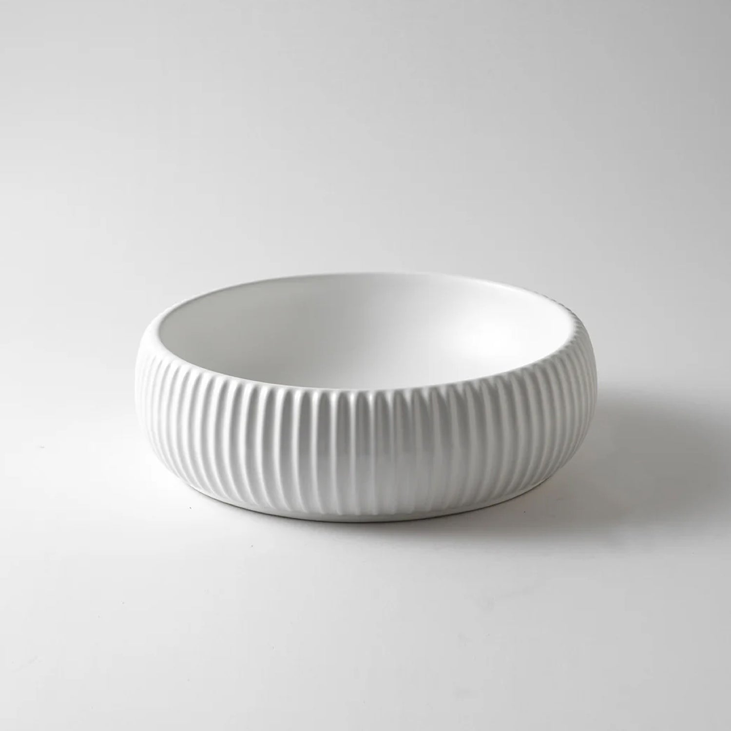 CLAYA Lucid-42 above counter basin in matte white ceramic. 420mm round bowl basin for modern bathroom vanities.-Basin Sink-Ezymall AU