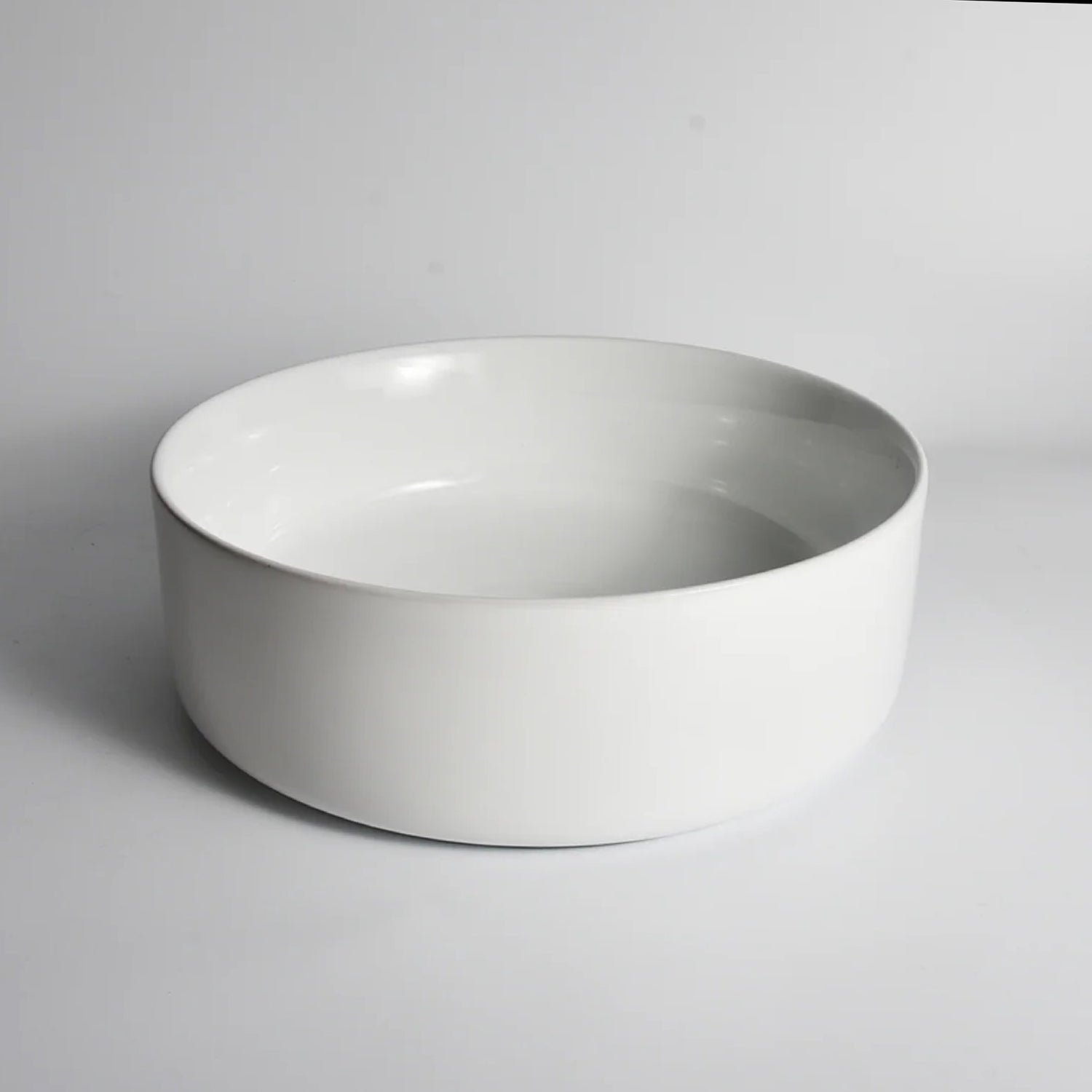 CLAYA Luna-36 above counter basin in gloss white ceramic. 360mm round basin for modern and compact bathroom spaces.-Basin Sink-Ezymall AU