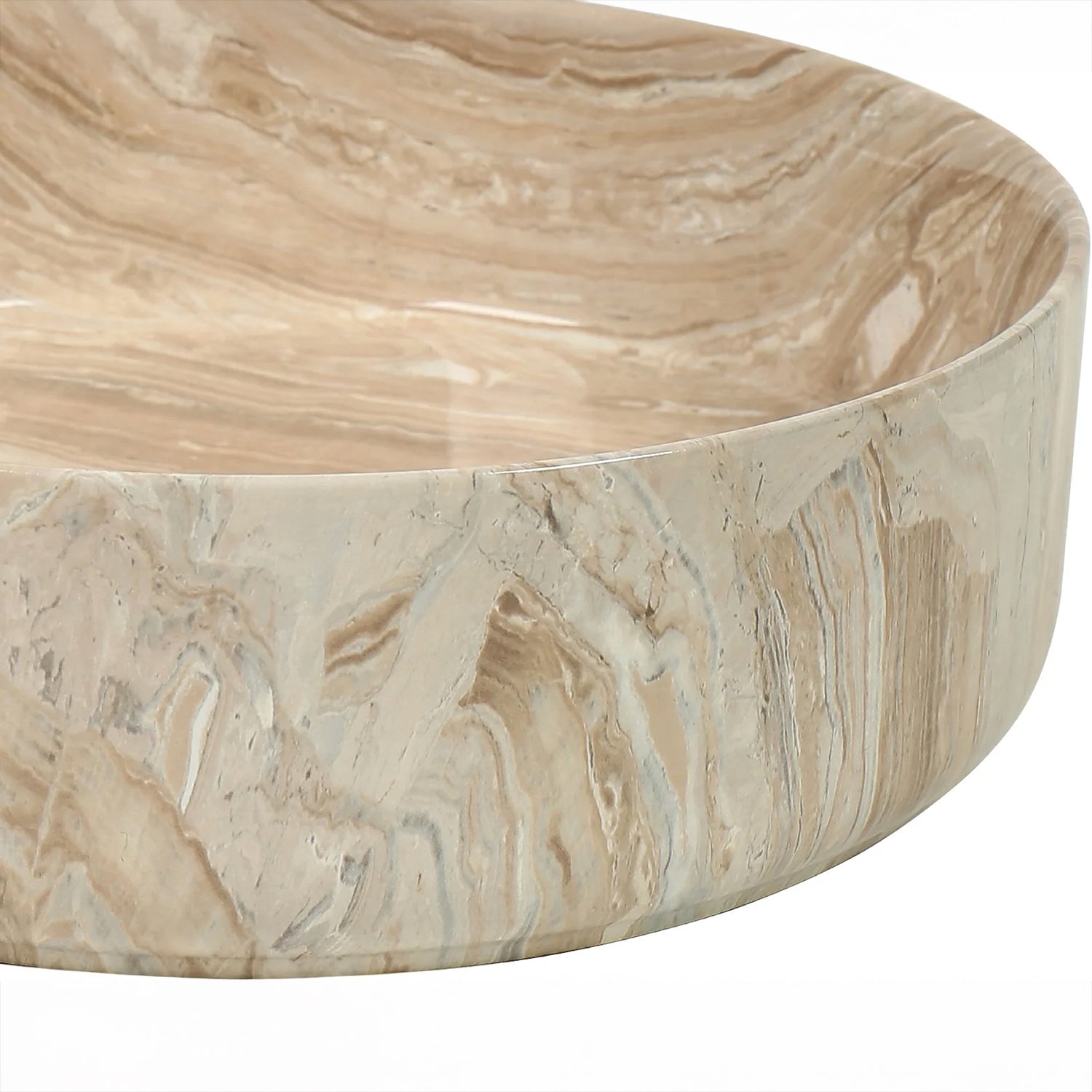 CLAYA Marvane-40 above counter basin with gloss stone marble look finish. 400mm round ceramic basin for modern bathroom vanities.-Basin Sink-Ezymall AU
