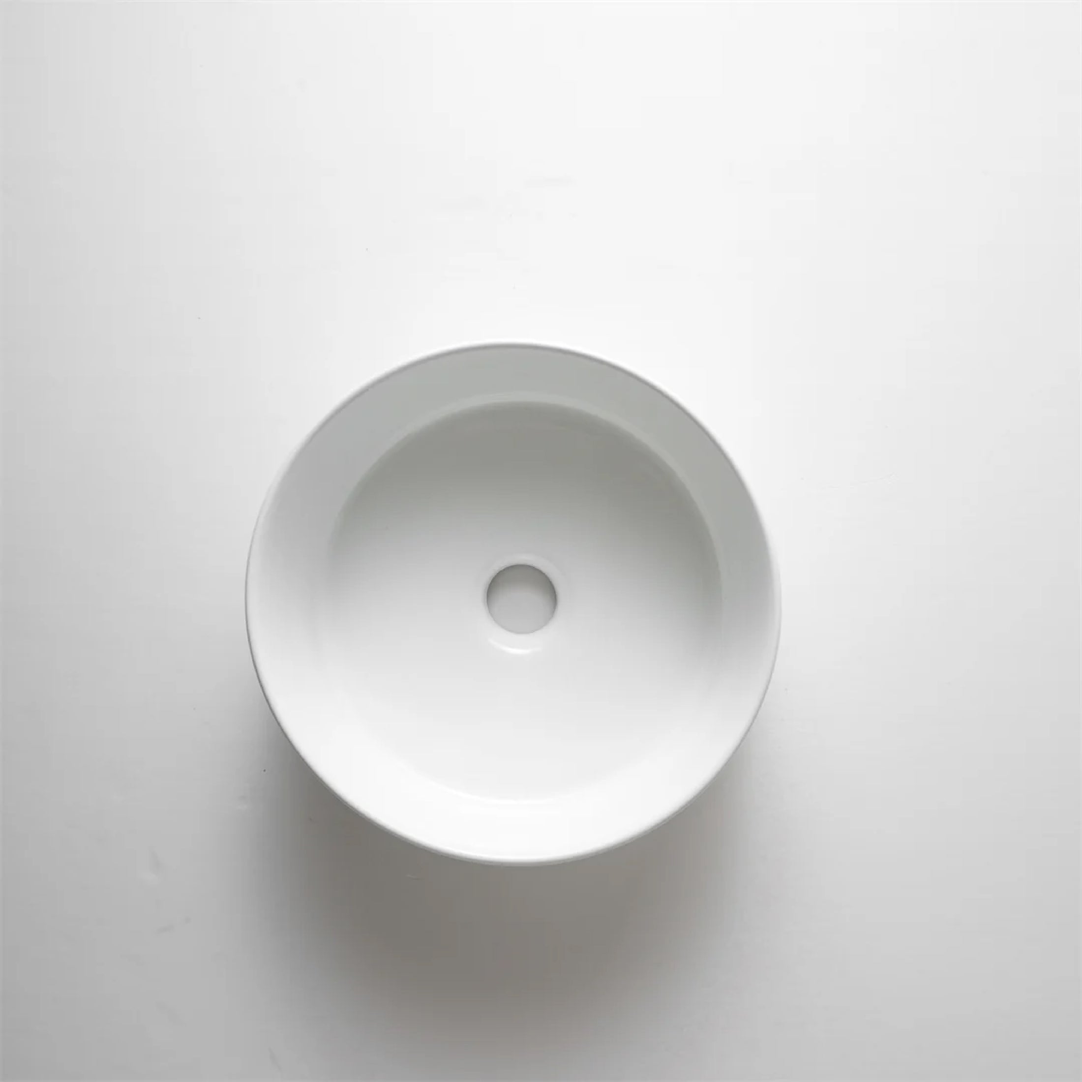CLAYA Mini-30 above counter basin in gloss white ceramic. 300mm compact round basin ideal for small bathrooms and powder rooms.-Basin Sink-Ezymall AU