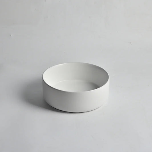 CLAYA mini 30 round ceramic basin 300mm compact above counter matte white – view 2