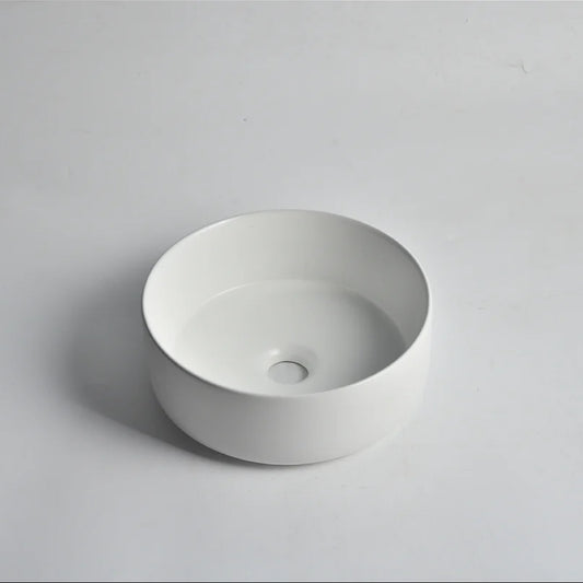 CLAYA mini 30 round ceramic basin 300mm compact above counter matte white