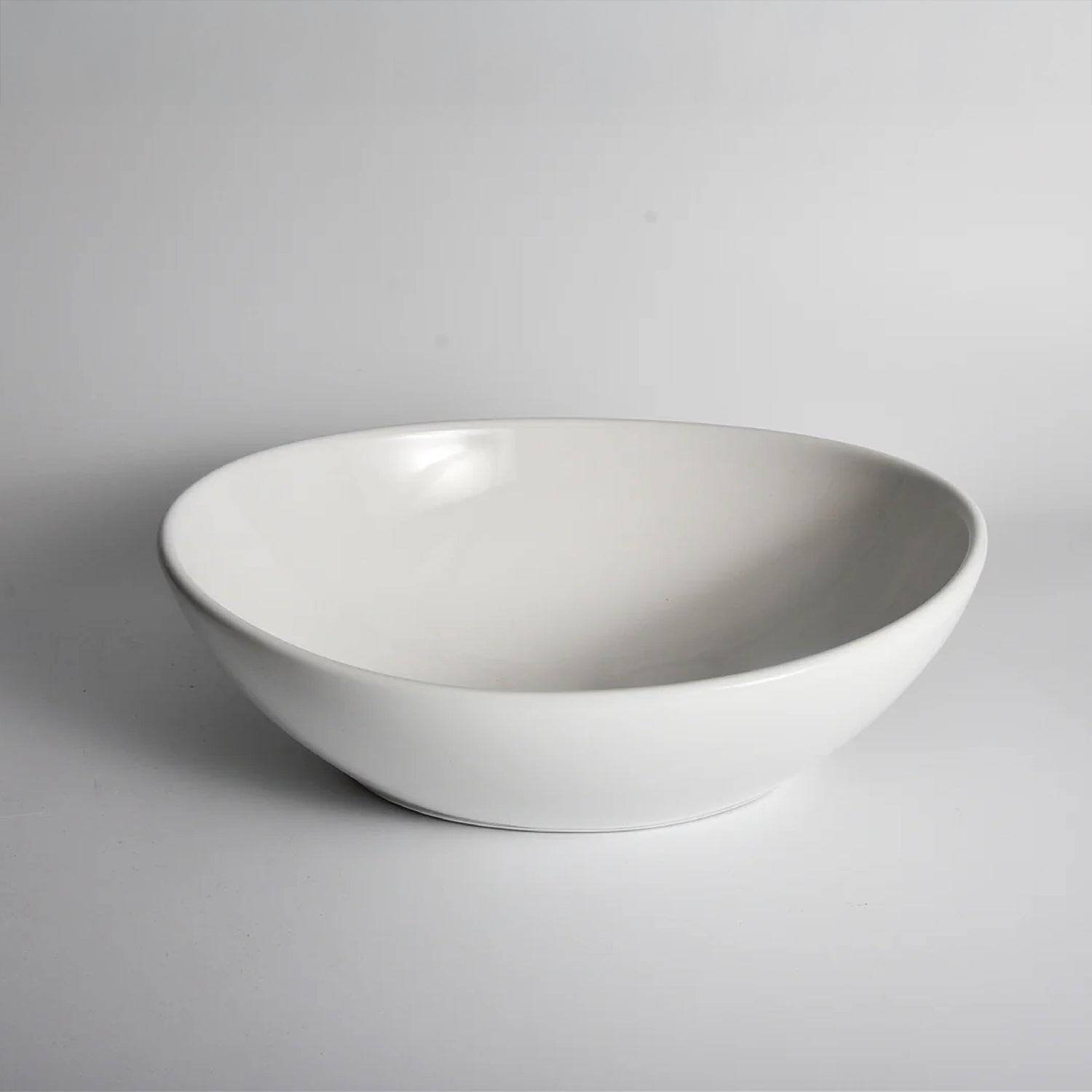 CLAYA Oval-40 above counter basin in gloss white ceramic. 410mm oval basin with non-overflow waste, ideal for modern bathroom vanities.-Basin Sink-Ezymall AU