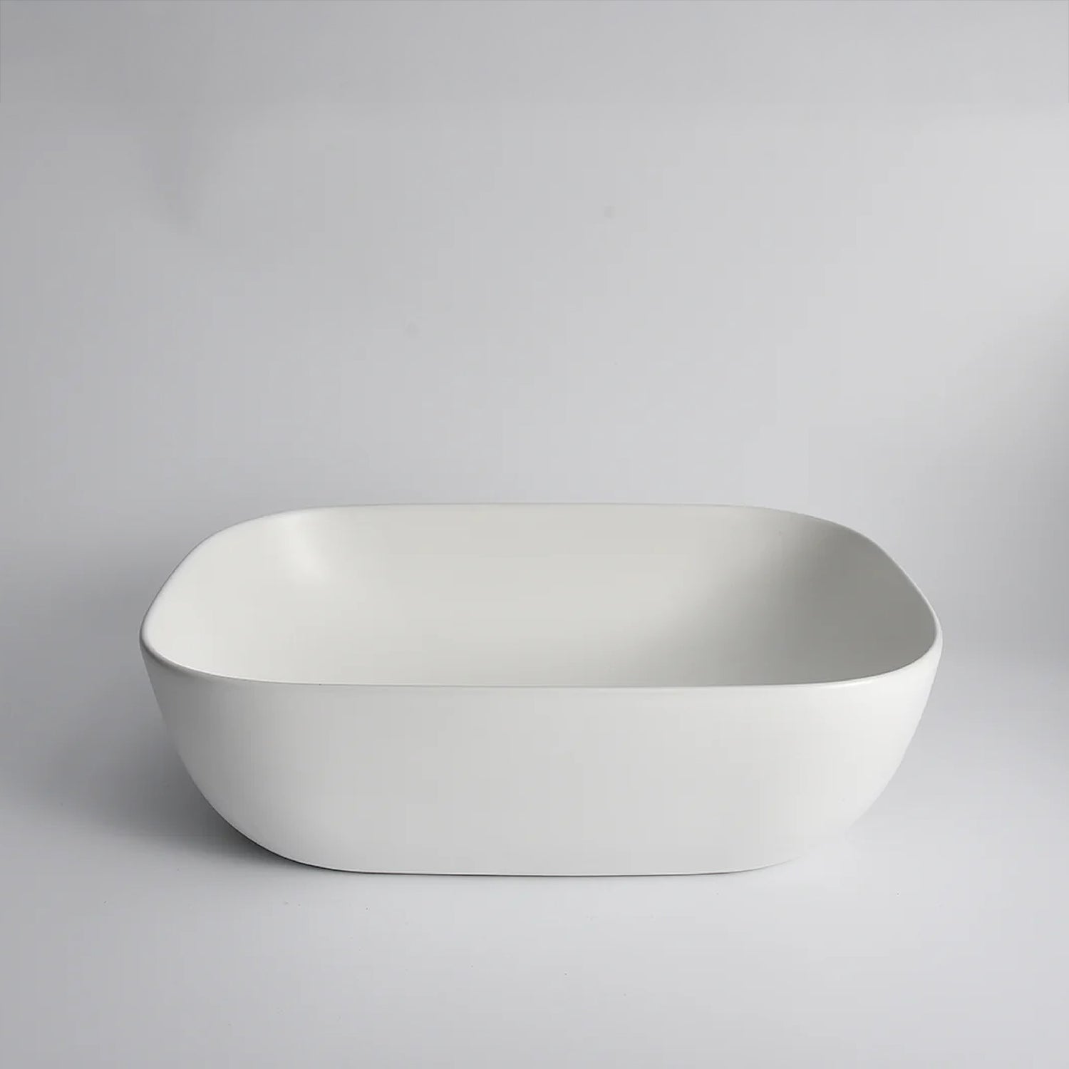 CLAYA Oval-46 above counter basin in matte white ceramic. 460mm oval basin with non-overflow waste, ideal for modern bathroom vanities.-Basin Sink-Ezymall AU