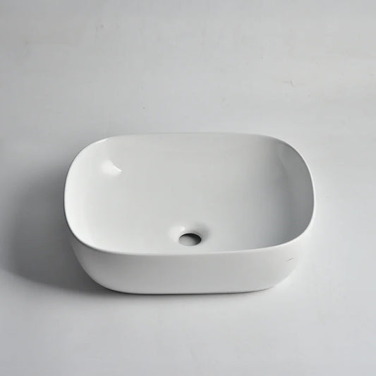 CLAYA oval 48 oval ceramic above counter basin 485mm gloss white