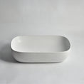 Load image into Gallery viewer, CLAYA Oval-60 above counter basin in gloss white ceramic. Large 610mm oval basin with non-overflow waste for modern bathroom vanities.-Basin Sink-Ezymall AU
