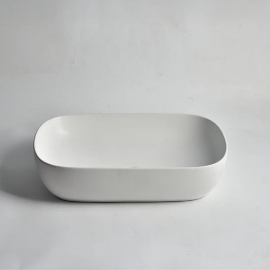 CLAYA oval 60 oval ceramic above counter basin 610mm gloss white – view 2