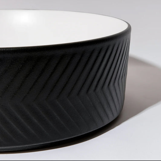CLAYA p arrow 36 round ceramic above counter basin textured matte black – view 2